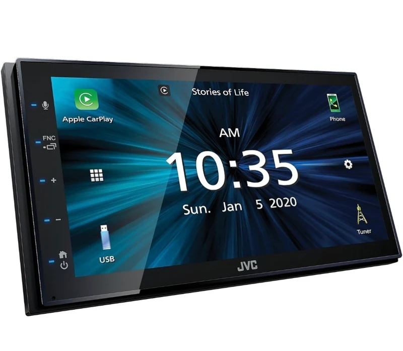 JVC KW-M560BT Apple CarPlay Android Auto Multimedia Player w/ 6.8" Capacitive Touchscreen, Bluetooth Audio and Hands Free Calling, MP3 Player, Double DIN, 13-Band EQ, SiriusXM, AM/FM Car Radio