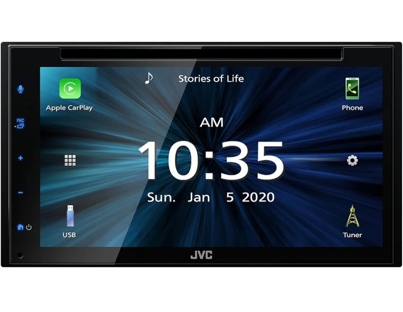 JVC KW-V66BT Apple CarPlay Android Auto DVD/CD Player w/ 6.8" Capacitive Touchscreen, Bluetooth Audio and Hands Free Calling, MP3 Player, Double DIN, 13-Band EQ, SiriusXM, AM/FM Car Radio