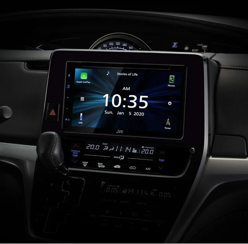 JVC KW-V660BT Apple CarPlay Android Auto DVD/CD Player w/ 6.8" Capacitive Touchscreen, Bluetooth Audio and Hands Free Calling, MP3 Player, Double DIN, 13-Band EQ, SiriusXM, AM/FM Car Radio