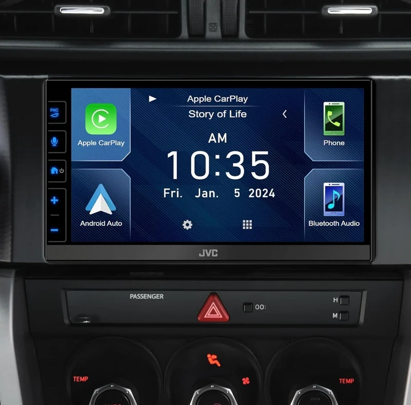 JVC Apple CarPlay Android Auto Digital Media Player, Double Din, 6.8" LCD Touchscreen, AM/FM, HD Radio, Bluetooth, MP3 Player, USB Port, iDatalink Maestro, SiriusXM, Car Radio