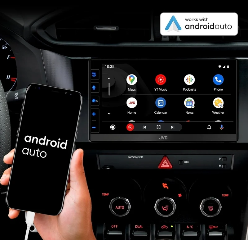 JVC Apple CarPlay Android Auto Digital Media Player, Double Din, 6.8" LCD Touchscreen, AM/FM, HD Radio, Bluetooth, MP3 Player, USB Port, iDatalink Maestro, SiriusXM, Car Radio