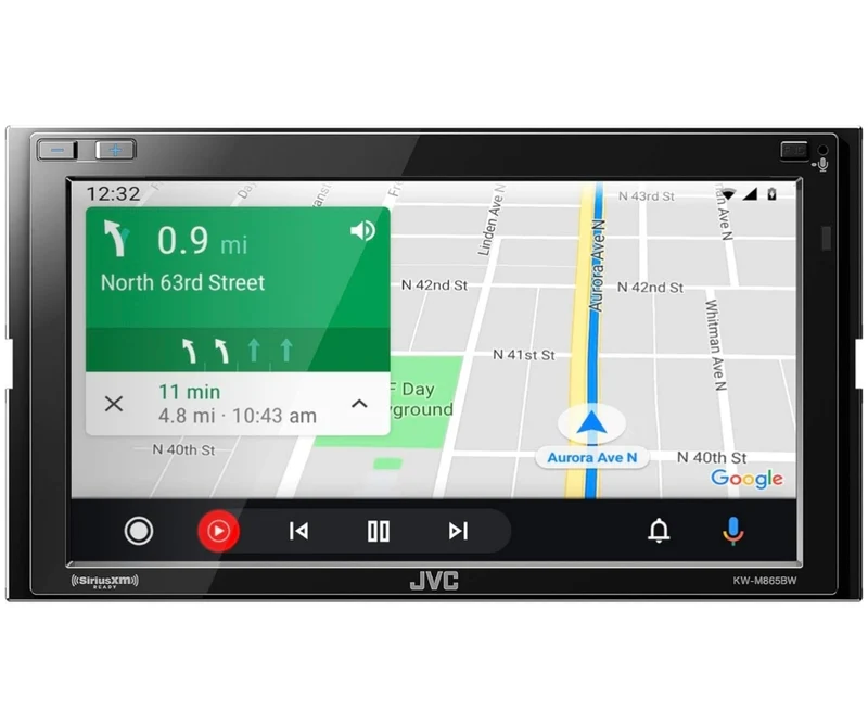 JVC KW-M865BW Built in Wi-Fi for Wireless CarPlay Android Auto, 6.8" LCD Touchscreen Display, AM/FM, Bluetooth, MP3 Player, USB Port, Double DIN, 13-Band EQ, SiriusXM Car Radio