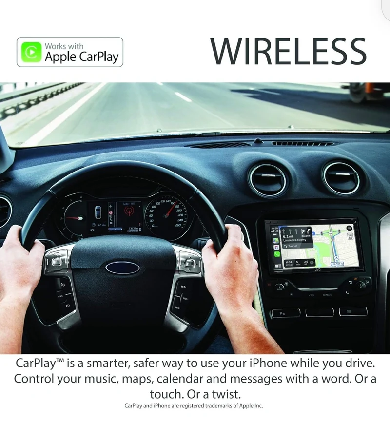 JVC KW-M865BW Built in Wi-Fi for Wireless CarPlay Android Auto, 6.8" LCD Touchscreen Display, AM/FM, Bluetooth, MP3 Player, USB Port, Double DIN, 13-Band EQ, SiriusXM Car Radio