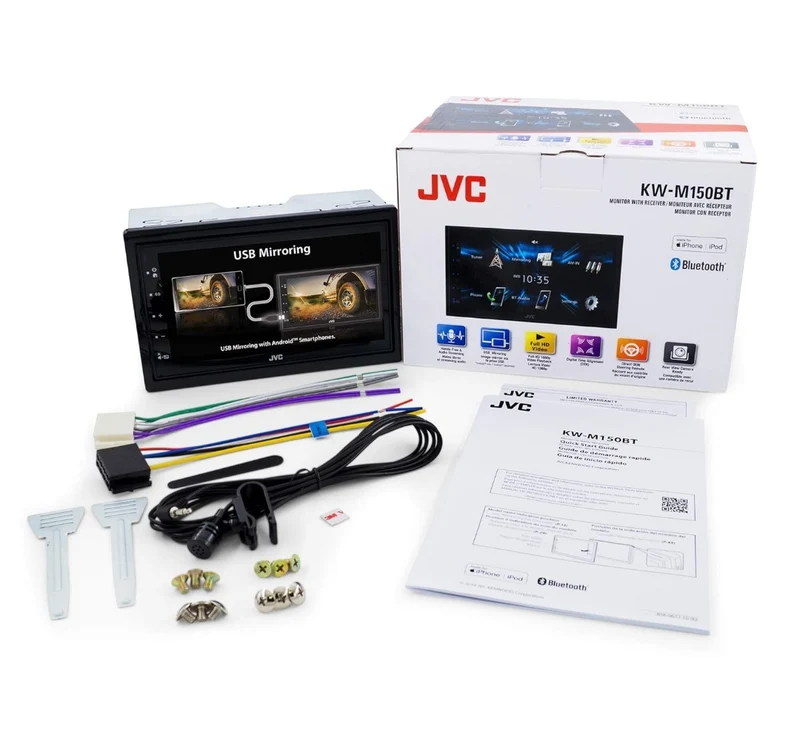 JVC KW-M150BT Bluetooth Car Stereo Receiver with USB Port – 6.75" Touchscreen Display - AM/FM Radio - MP3 Player Double DIN – 13-Band EQ (Black)