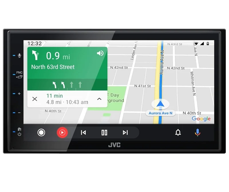 JVC KW-M56BT Apple CarPlay Android Auto Multimedia Player w/ 6.8" Capacitive Touchscreen, Bluetooth Audio and Hands Free Calling, MP3 Player, Double DIN, 13-Band EQ, SiriusXM, AM/FM Car Radio