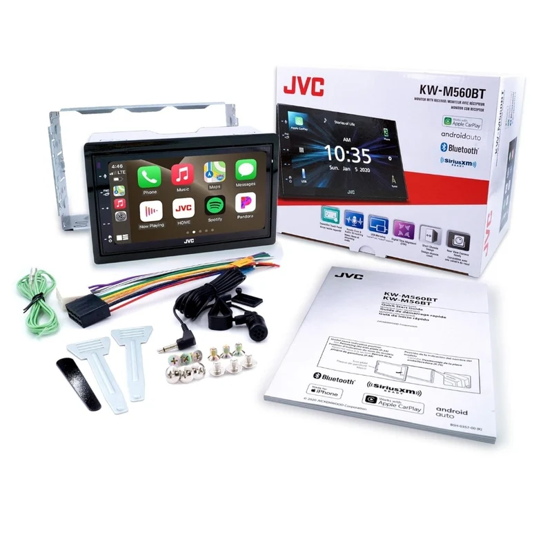 JVC KW-M560BT Apple CarPlay Android Auto Multimedia Player w/ 6.8" Capacitive Touchscreen, Bluetooth Audio and Hands Free Calling, MP3 Player, Double DIN, 13-Band EQ, SiriusXM, AM/FM Car Radio