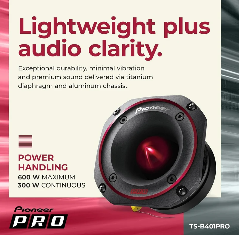 Pioneer TS-B401PRO, Car Audio Speakers, Full Range, Clear Sound Quality, Easy Installation and Enhanced Bass Response, 4” Speakers