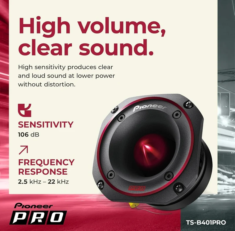 Pioneer TS-B401PRO, Car Audio Speakers, Full Range, Clear Sound Quality, Easy Installation and Enhanced Bass Response, 4” Speakers