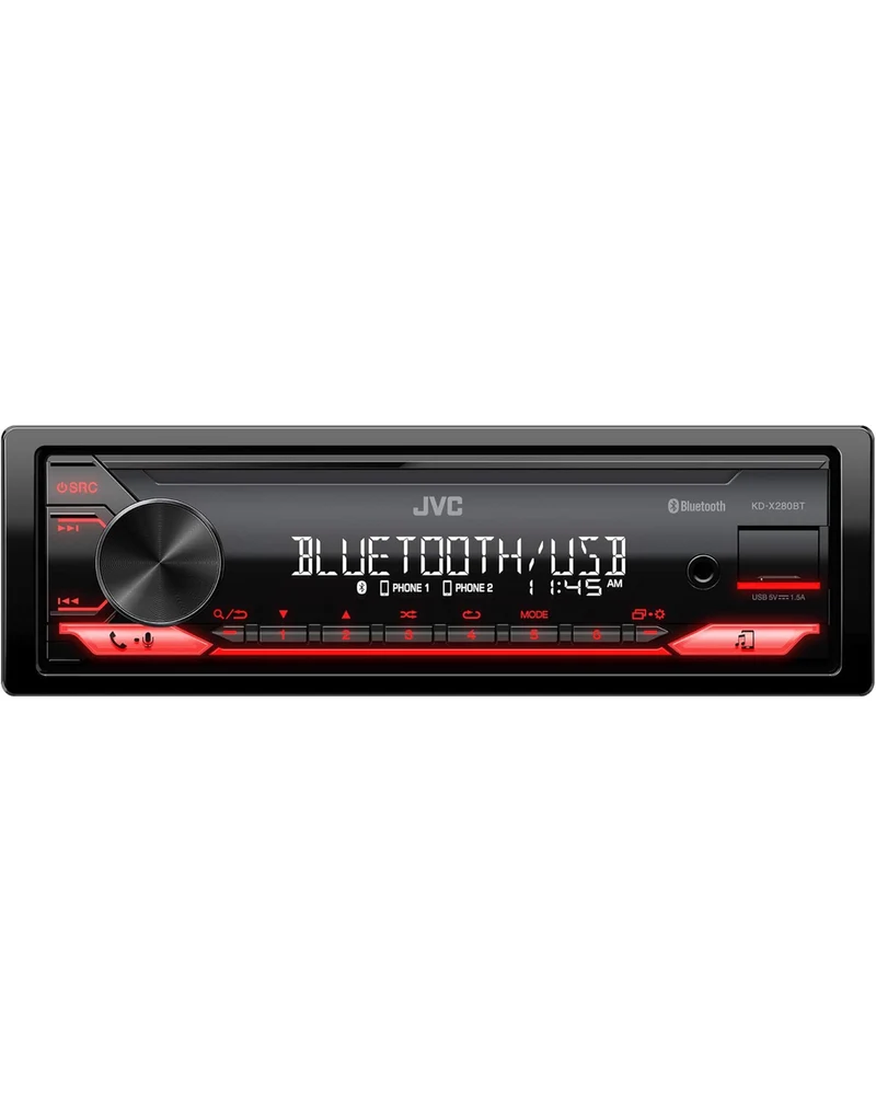 JVC KD-XD28BT Bluetooth Car Stereo w/USB Port – AM/FM Radio, MP3 Player, High Contrast LCD, 50 Watts, Detachable Face Plate – Single DIN – 13-Band EQ