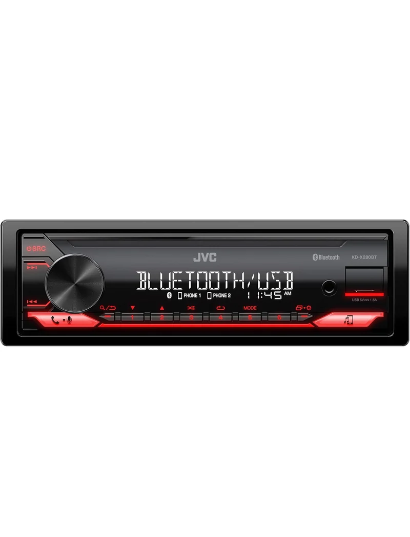 JVC KD-X280BT Bluetooth Car Stereo w/USB Port – AM/FM Radio, MP3 Player, High Contrast LCD, 50 Watts, Detachable Face Plate – Single DIN – 13-Band EQ