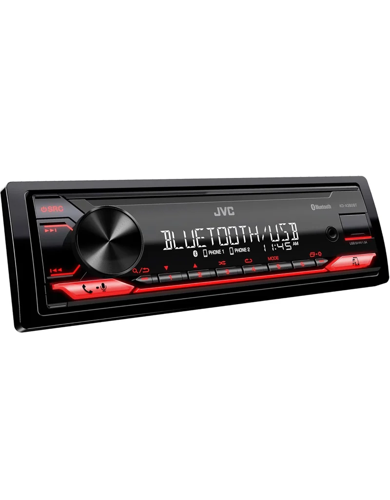 JVC KD-X280BT Bluetooth Car Stereo w/USB Port – AM/FM Radio, MP3 Player, High Contrast LCD, 50 Watts, Detachable Face Plate – Single DIN – 13-Band EQ