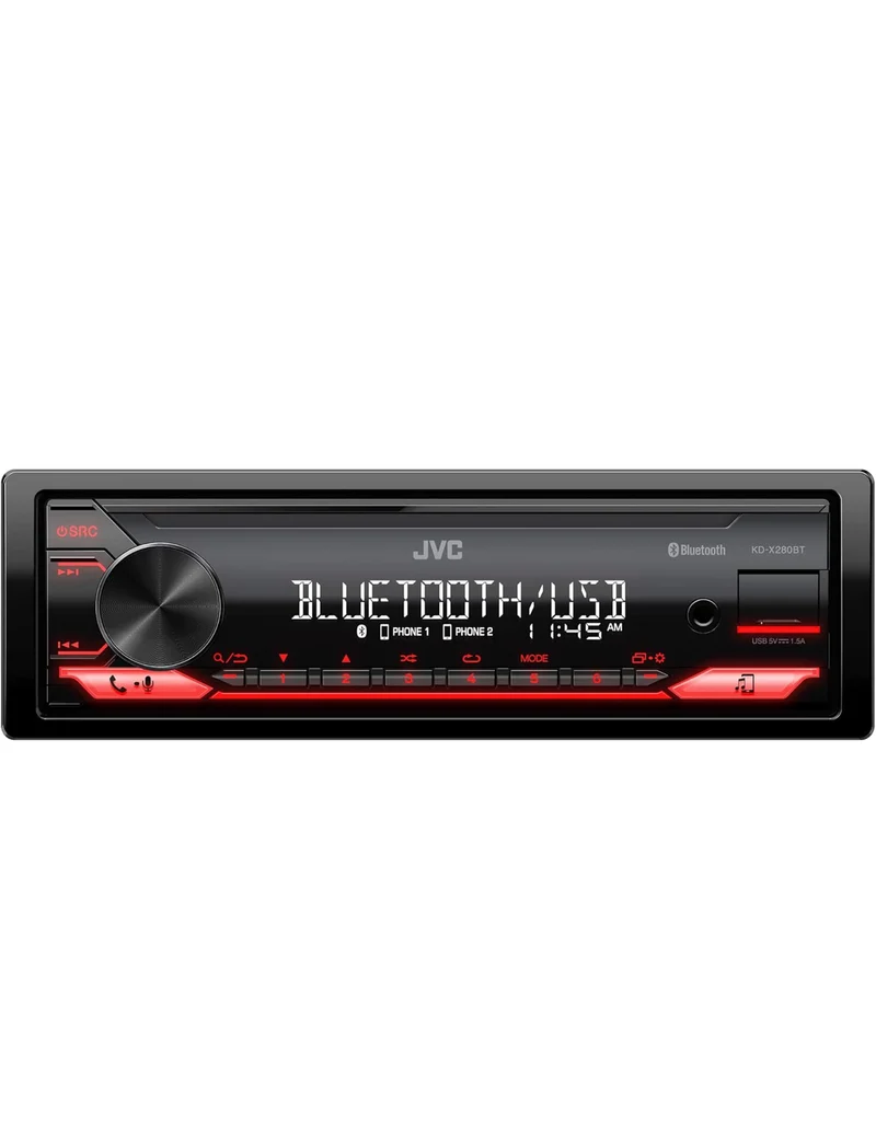 JVC KD-X280BT Bluetooth Car Stereo w/USB Port – AM/FM Radio, MP3 Player, High Contrast LCD, 50 Watts, Detachable Face Plate – Single DIN – 13-Band EQ