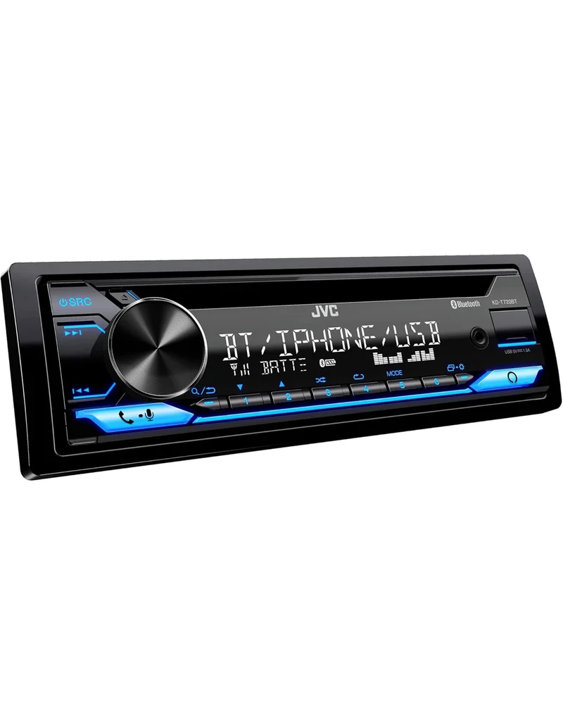JVC KD-T720BT - CD Car Stereo, Single Din, Bluetooth Audio and Hands Free Calling w External Microphone, CD, MP3, USB, AUX Input AM/FM Radio, High Power Amp, Amazon Alexa Voice Control