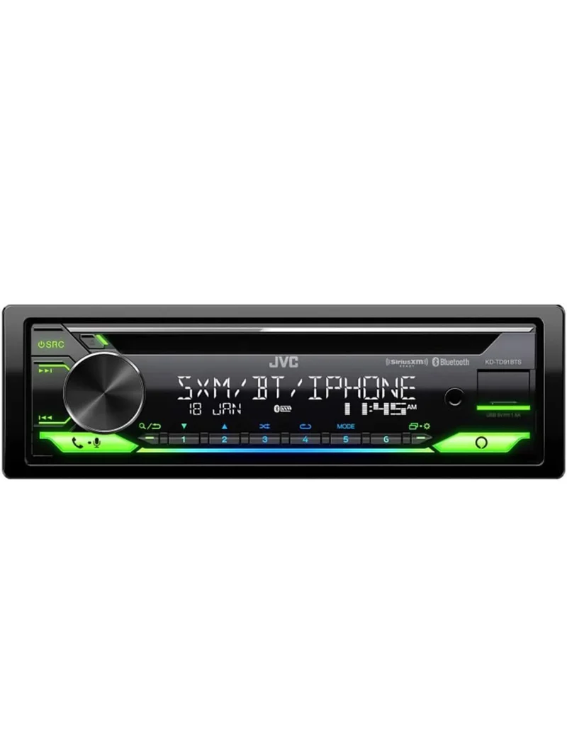 JVC KD-TD91BTS Bluetooth Car Stereo Receiver with USB Port – 2-Line LCD Display, AM/FM Radio – CD and MP3 Player - Amazon Alexa Enabled – Single DIN - 13-Band EQ (Black)