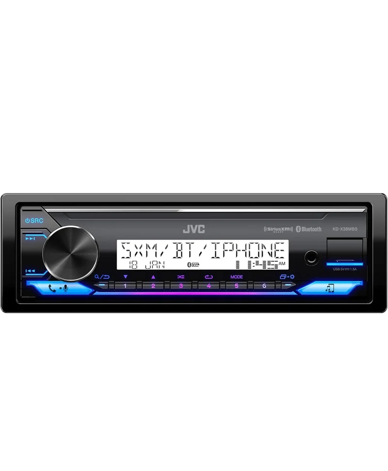 JVC KD-X38MBS Car & Marine Digital Media Receiver with Bluetooth, USB, SiriusXM Ready, Compatible with Amazon Alexa, Conformal Coated PCB