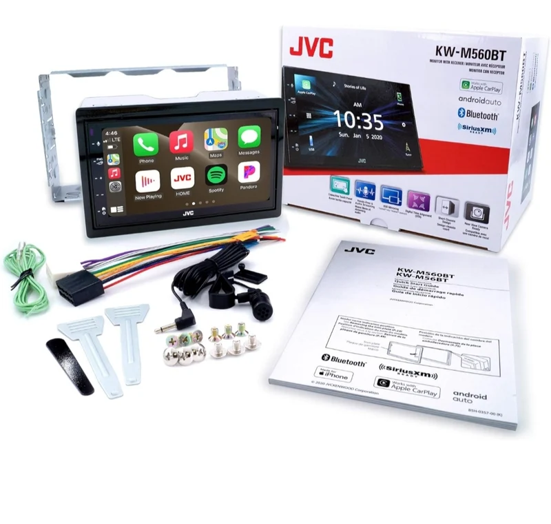 JVC KW-M560BT Apple CarPlay Android Auto Multimedia Player w/ 6.8" Capacitive Touchscreen, Bluetooth Audio and Hands Free Calling, MP3 Player, Double DIN, 13-Band EQ, SiriusXM, AM/FM Car Radio