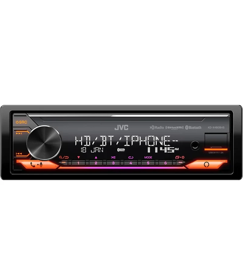 JVC KD-X480BHS Multimedia Car Stereo, Single Din, Built in Amazon Alexa, Blutooth Audio and Hands Free Calling, MP3, USB, AUX-in, AM/FM Radio Receiver, SiriusXM Ready, HD Radio