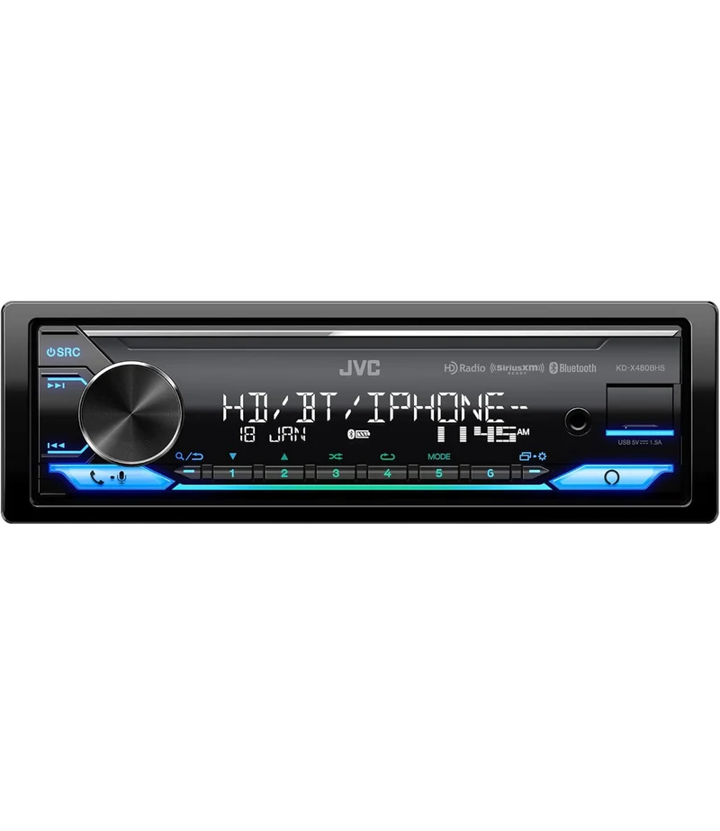 JVC KD-X480BHS Multimedia Car Stereo, Single Din, Built in Amazon Alexa, Blutooth Audio and Hands Free Calling, MP3, USB, AUX-in, AM/FM Radio Receiver, SiriusXM Ready, HD Radio