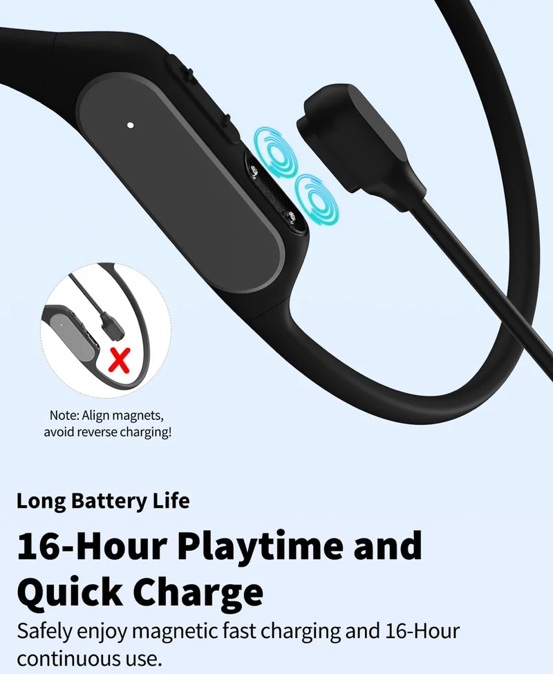 TOZO Upgraded Open Ear Headphones Bluetooth 5.3 Air Conduction Wireless Headphones Sport Earbuds with Premium Sound, 32 EQs via APP, Dual-Mic Call Noise Reduction Earphones with Hair Band for Cycling
