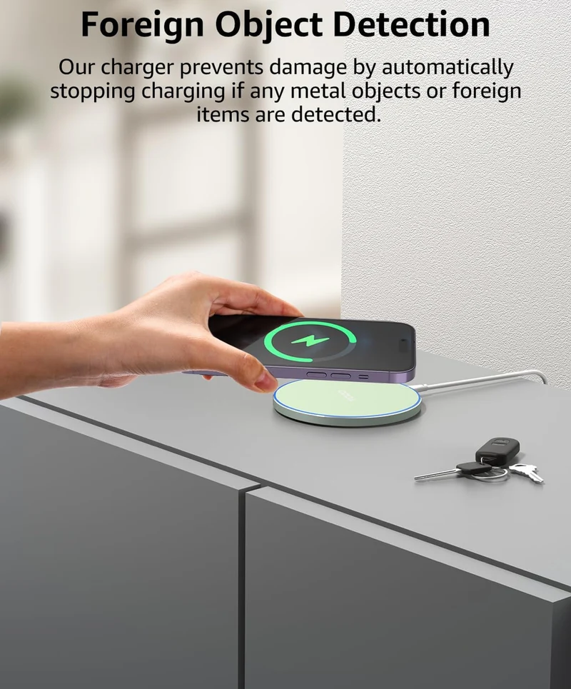 New Anti-Slip Wireless Charger 15W Max Fast Charging Pad Compatible w/ iPhone,Samsung Galaxy