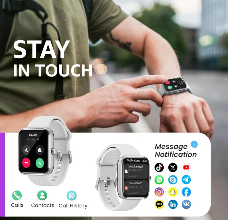 Upgraded Smart Watch for iPhone & Android, 1.83" Fitness Tracker Bluetooth Call IP68 Waterproof Sleep Monitor, 100+ Sport Modes