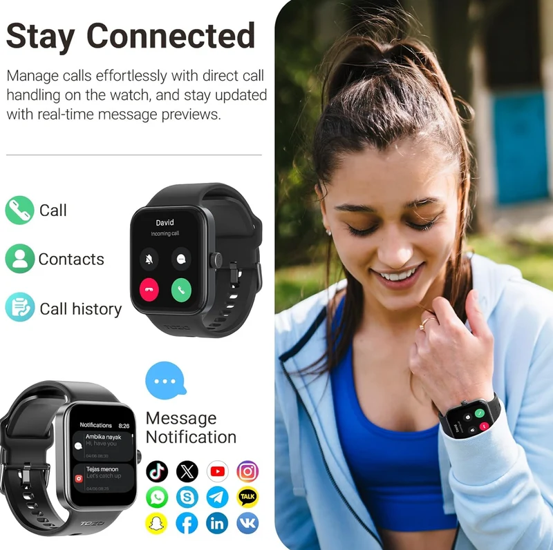 S4 One Smart Watch 1.78" Ultra-Clear Screen Call/Answer Fitness Tracker, Sleep Monitor IP68 Waterproof for iOS 11.0+ Android 9.0+ (Black)