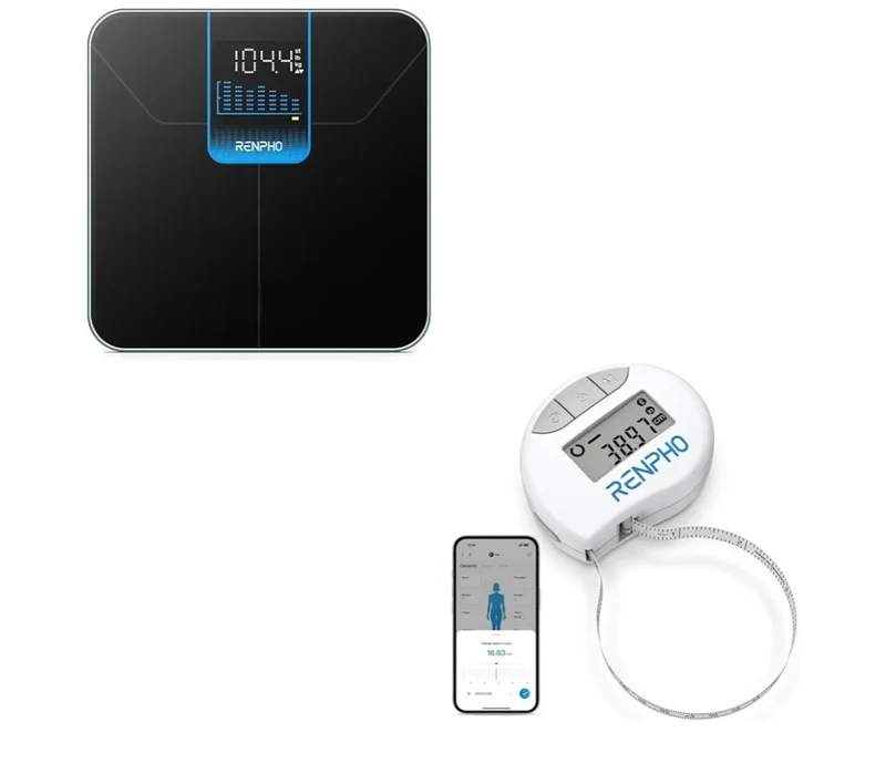Bundle Scale for Body Weight with 7-Day Weight Trend and Smart Body Measuring Tape