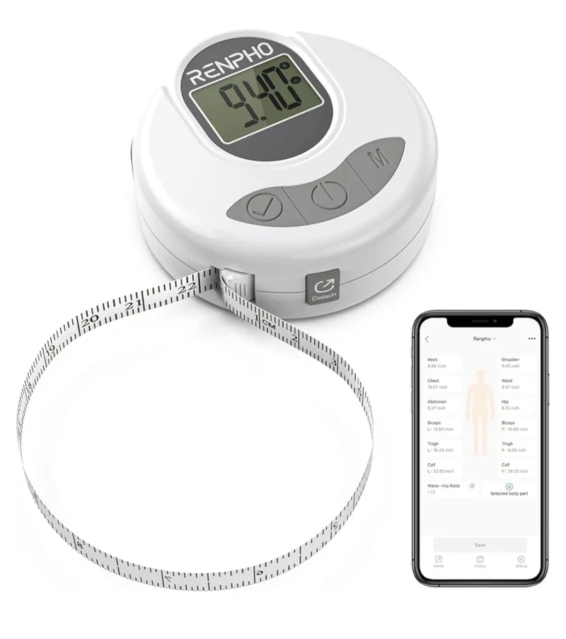 Bundle 8-Electrode Body Composition Scale with BMI and Body Bluetooth Smart Tape Measure with Lock Hook & Retractable Function