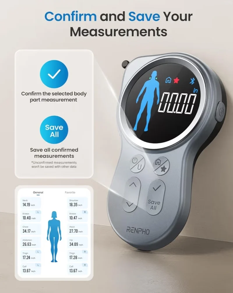 Bundle Smart Tape Measure with Large Display + Digital Smart Food Scale with Nutritional Calculator