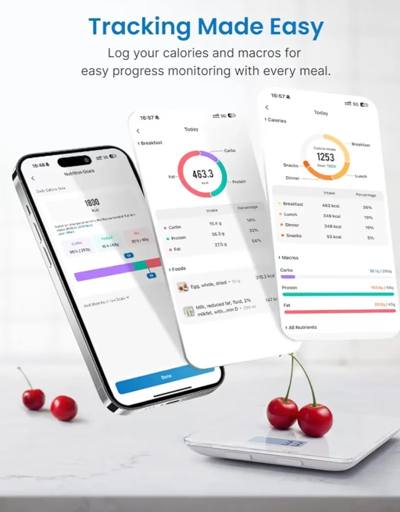 Bundle Smart Scale for Body Weight, 8-Electrode Body Composition Scale with BMI and Smart Food Scale