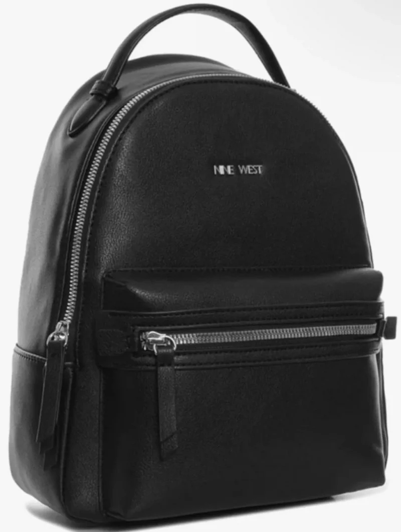 Nine West Wander Mini Backpack Black Faux Leather Small Travel Bag