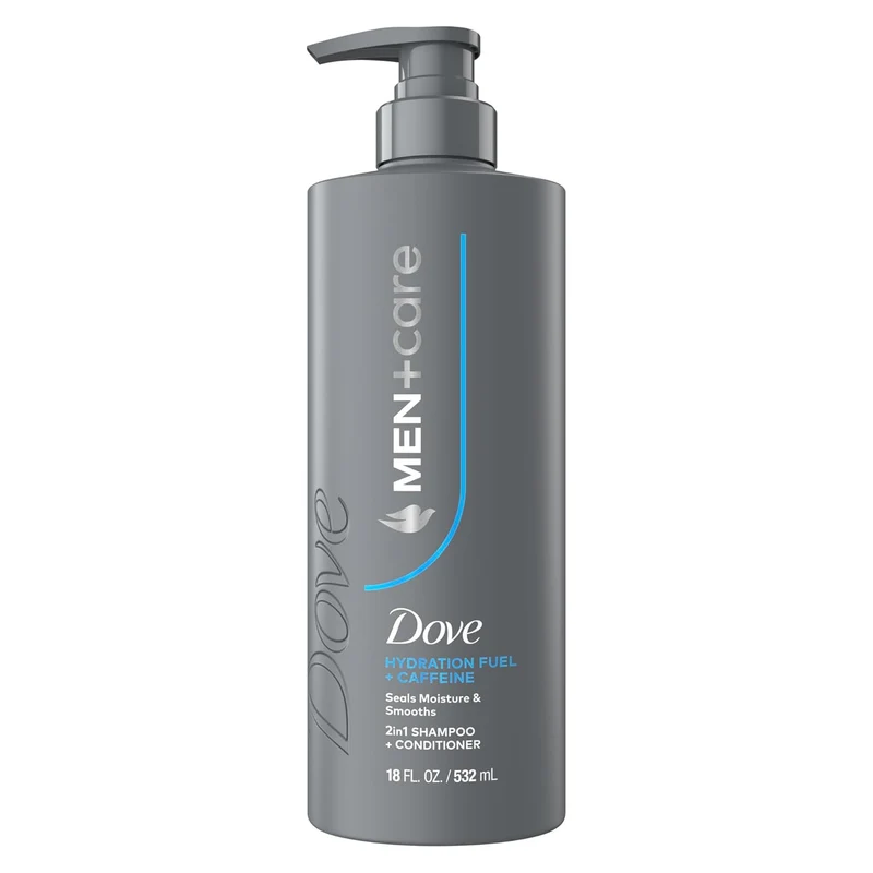 Dove Men+Care Shampoo Hydration Fuel to Seal Moisture & Smooth Hair, with Caffeine, 18 FL OZ (2 CT)