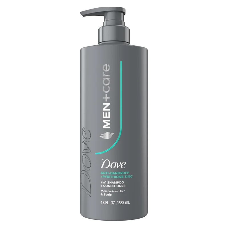 Dove Men+Care 2-in-1 Shampoo + Conditioner Dandruff Defense to Moisturize Hair & Scalp, with Pyrithione Zinc, 18 FL OZ (2 CT)