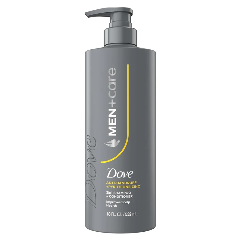 DOVE MEN+CARE 2-in-1 Shampoo + Conditioner Anti-Dandruff to Improve Scalp Health, w/ Pyrithione Zinc, 18 oz (2 CT)