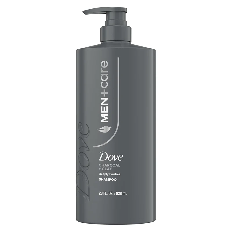 DOVE MEN + CARE Shampoo Charcoal + Clay for Real Hair that Powers Up Hair Strength, w/ Deep Purifying Benefits, 28 Fl oz. (2 CT)