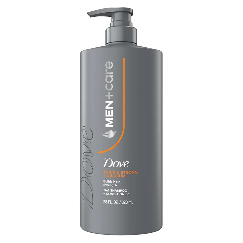 DOVE MEN + CARE Shampoo Thick & Strong, Builds Hair Strength, w/ Calcium 28 Fl oz - (2 CT)
