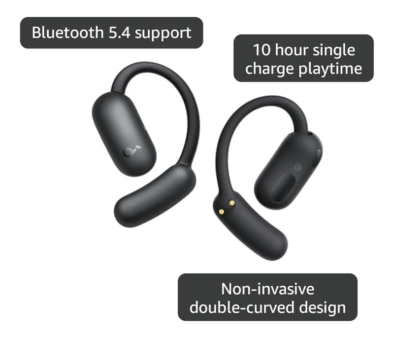 AeroFit2 , Open-Ear Headphones, Real-Time Translation Earbuds-42H Playtime, IP55,AI Clear Calls,Wireless Charging