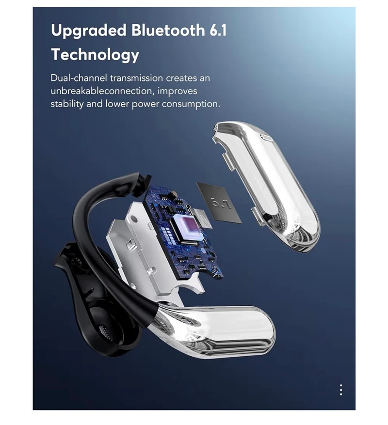 Open-Ear headphones LCD Touch,Bluetooth,Real-Time AI Translator Earbuds (188)Languages -D. Black