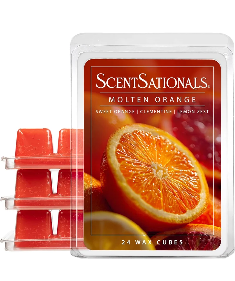 Scentsationals Wax Melts, Wax Cubes Strong Scent - Molten Orange - Long Lasting Scented Melts for Warmer, 10oz (Pack of 4)