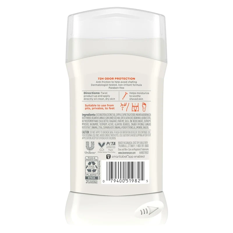 DOVE MEN + CARE Whole Body Deodorant Shea Butter & Cedar For 72H Odor Protection - 3 oz (Pack of 2)