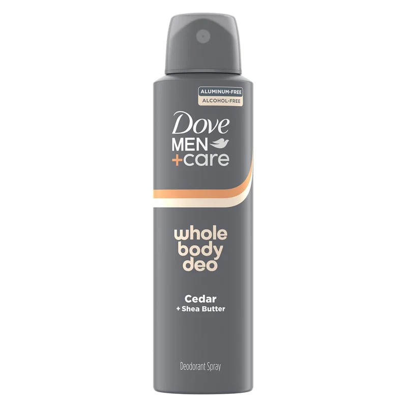 Dove Men+Care Whole Body Deo Spray Cedar + Shea Butter – Aluminum‑Free Dermatologist‑Tested | 4 oz (Pack of 2)