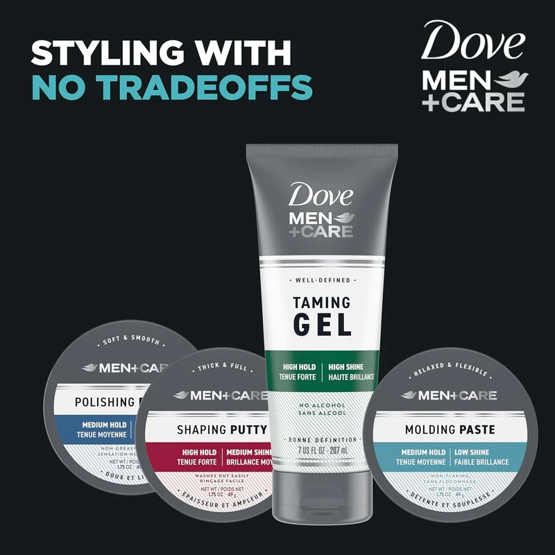 DOVE MEN + CARE Styling Aid 3 count Sculpting Hair Paste for a Medium Hold Styling w/ A Matte Finish - 1.75 oz (Pack of 3)