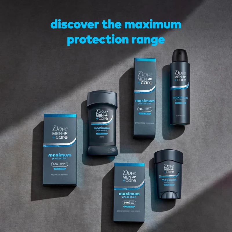 Dove Men+Care Anti-Perspirant Spray Clean Comfort Maximum Sweat Protection 96-Hour Comfort - 3.8 oz (Pack of 2)