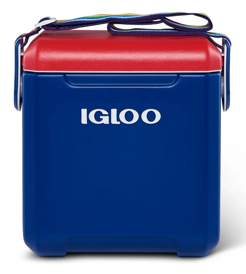 Igloo Tag-Along-Too Tailgating Cooler 11 Qt 2-Day Ice Retention - (Navy / Rainbow strap)