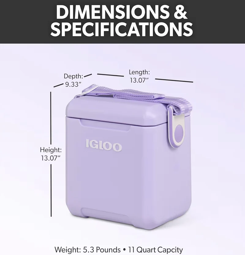Igloo Tag Along Too Hard-Shell Insulated Cooler Portable Picnic Outdoor - (Lilac)