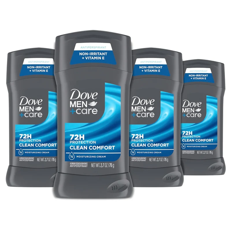 Dove Men Antiperspirant Deodorant Stick 72-Hour Sweat & Odor Protection with 1/4 Moisturizing Cream 2.7 oz (4CT)