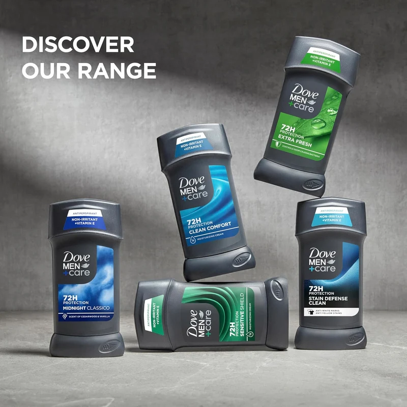 Dove Men Antiperspirant Deodorant Stick 72-Hour Sweat & Odor Protection with 1/4 Moisturizing Cream 2.7 oz (4CT)