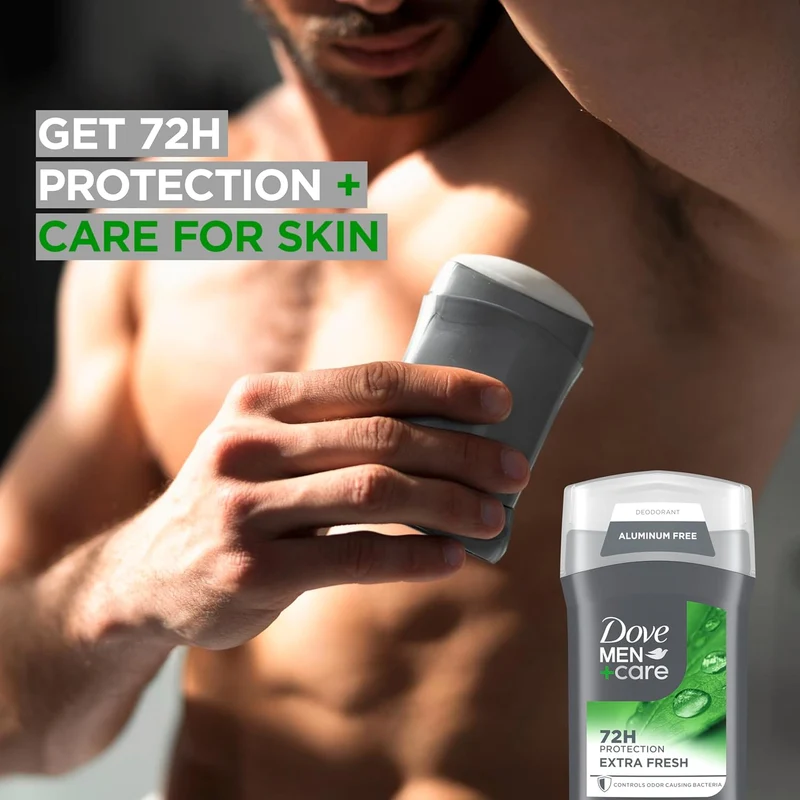 Dove Men Deodorant Stick for Men Extra Fresh Aluminum Free 72-Hour Odor Protection - 3 oz (4CT)