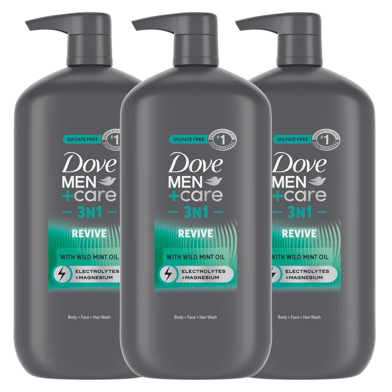 Dove Men Body and Face Wash w/ Wild Mint Oil with 24-Hour Nourishing Micromoisture - 30 oz (3CT)
