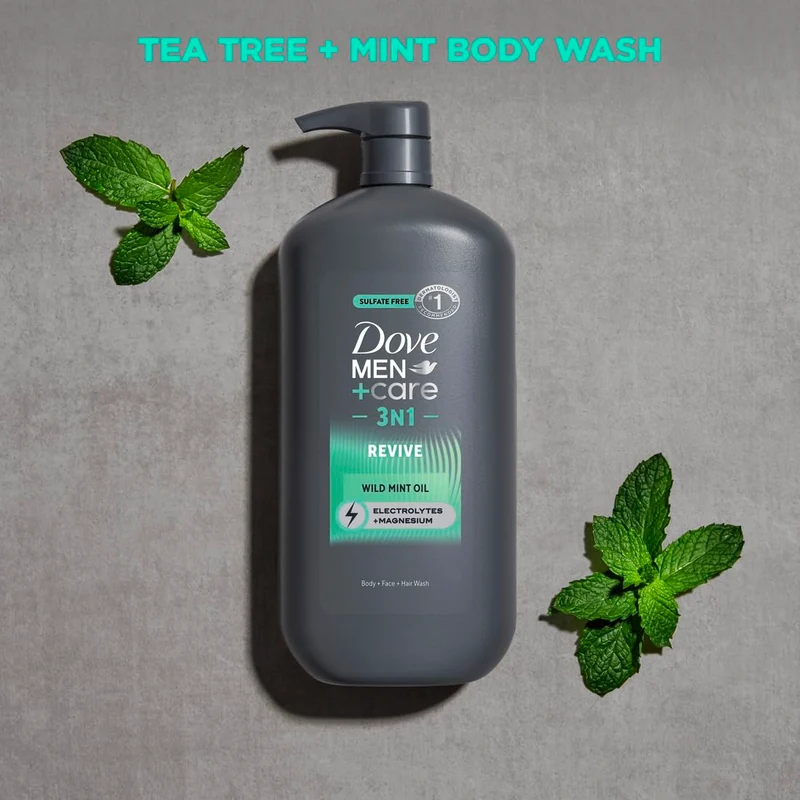 Dove Men Body and Face Wash w/ Wild Mint Oil with 24-Hour Nourishing Micromoisture - 30 oz (3CT)